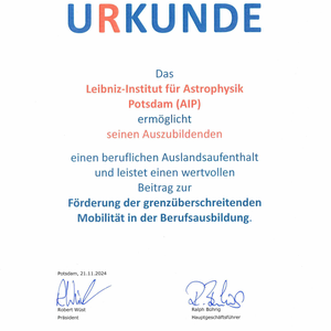 Certificate of the Handwerkskammer Potsdam