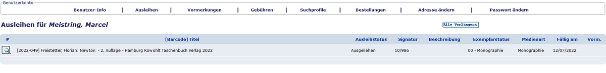 Overview of current loans